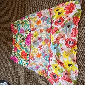 R.Q.T Vintage cotton floral colorful midi skirt flowy